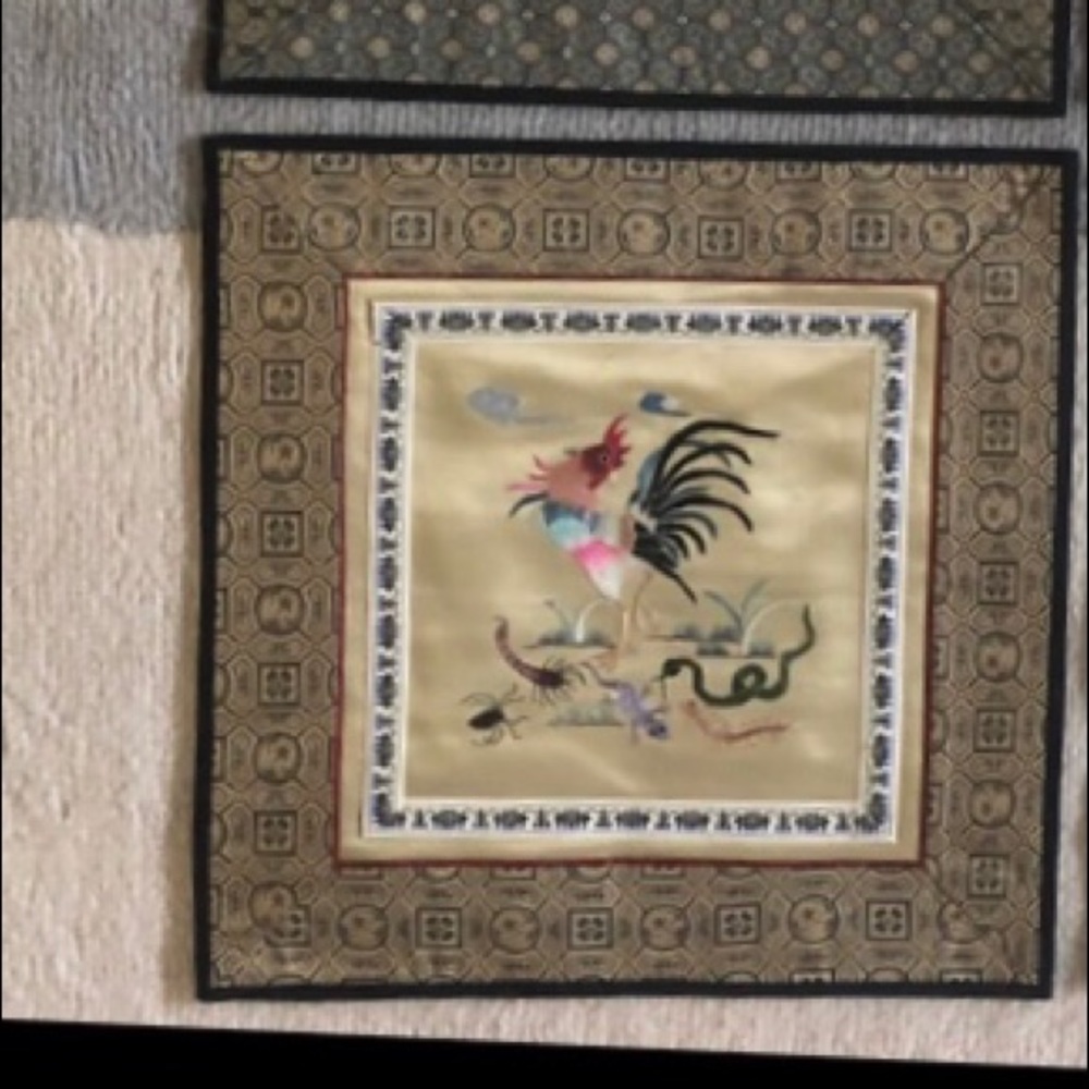 Vintage Chinese silk embroidered panel